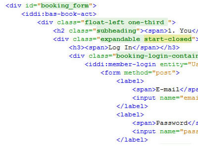 Booking form blue code form green html white