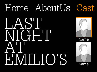 Last Night At Emilio's black film navigation web website white