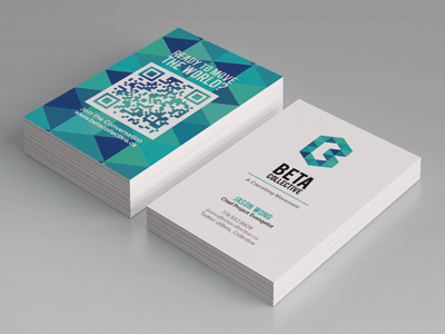 Beta b beta blue branding business card coworking identity logo mark qr code triangles