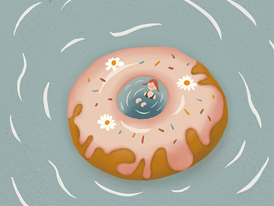 swim in Donut dessert illustration summer swim girl