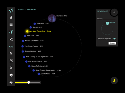 Network Graph Music Player - album view data visualisation datavis music music player ui network graph