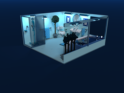 Blue Bathroom Voxel Art