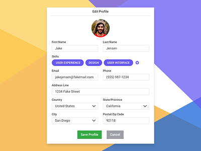 Edit Profile contact card contact form design profile profile card ui ux