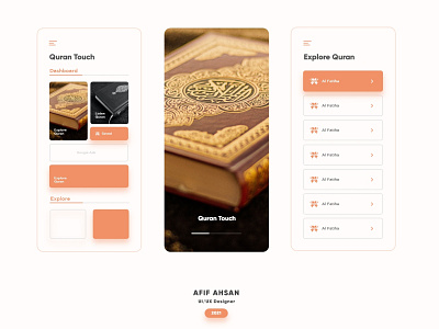 Quran Touch App UI/UX app branding icon illustrator logo minimal typography ui ux vector