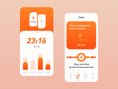 Running exercise app card clean dashboard design exercise profile project running ui
