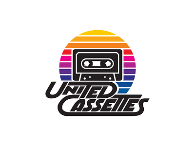 United Cassettes logotype bezier black and white curves customlettering lettering letters logo logotype mark redesign retro serif