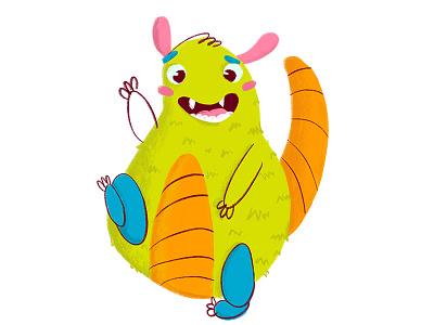 Green Monster book illustration character design cute illustration kawaii kids illustration monster