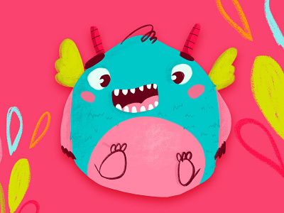 Blue Monster book illustration character design cute illustration kawaii kids illustration monster