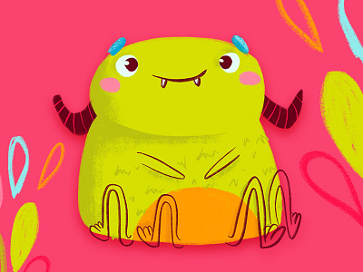 Shy Monster book illustration character design cute illustration kawaii kids illustration monster