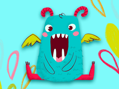 Blue Monster book illustration character design cute illustration kawaii kids illustration monster