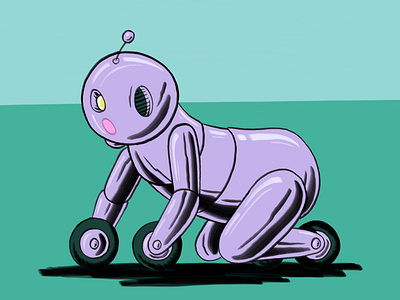 Bābobot adobe adobe sketch baby illustration ipad ipad pro jack kirby robot