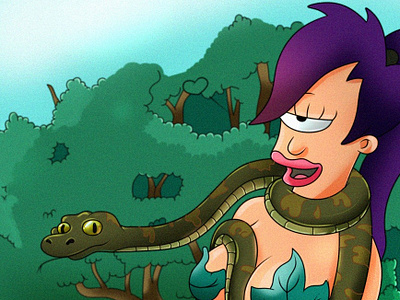 Turanga Leela in garden art futurama illustration