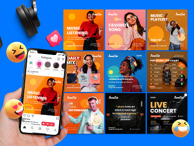 Social Media Design Feeds | Music Theme Design