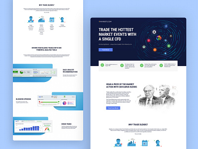 Blends Landing Page blue commerce dziuba finance icons landing page lead markets product twirl ux web web design webdesign white