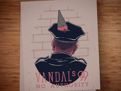 Vandals / Velvice 1999 authority brick clothing cop ice cream illustration police portland silk vandalism vandals vector wall