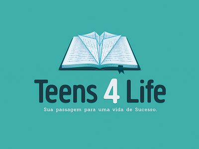 Teens 4 life. aeroplane book branding college course custom custom typography illustration logo open paper plane school sketch speaking teens typography vector young