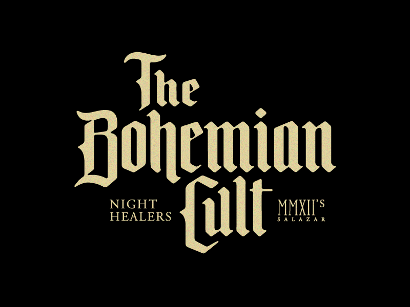 The Bohemian Cult [GIF] blackletter brand calligraphy clothing cult goth hell lettering logo mistic salazar typography wear