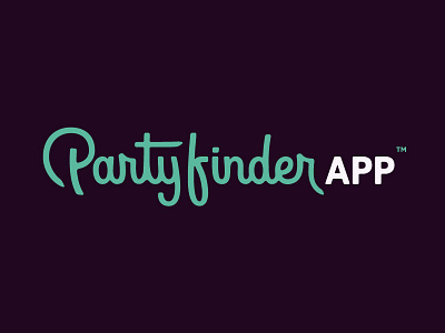 Party Finder. app branding dance hand draw lettering logo mobile night club party typography