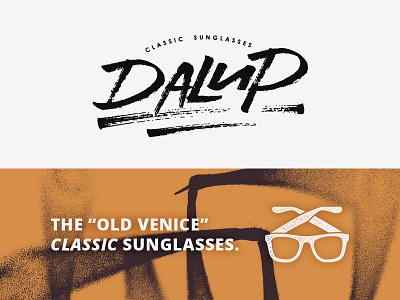 Dalup. branding brush lettering california classic venice lettering logo sunglasses