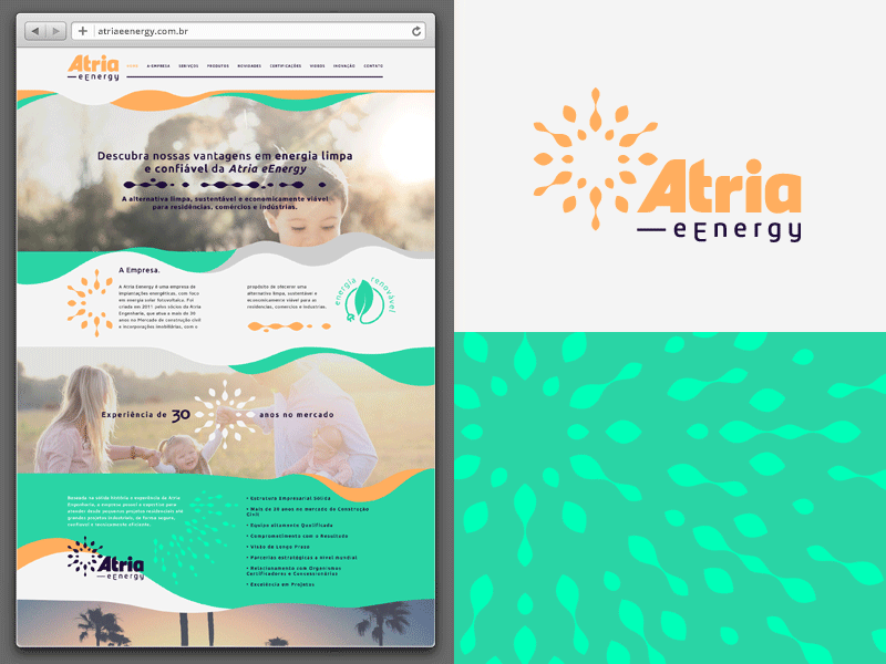 Atria eEnergy. abstract branding flow lettering solar energy solar pannels sun wave website