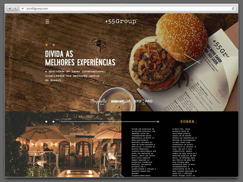 +55 Group. bagatelle branding burger food holding restaurant