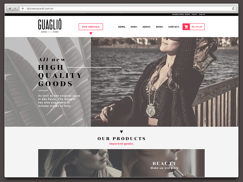 Guaglió. branding brazilian ecommerce jewelry store tropical website woman