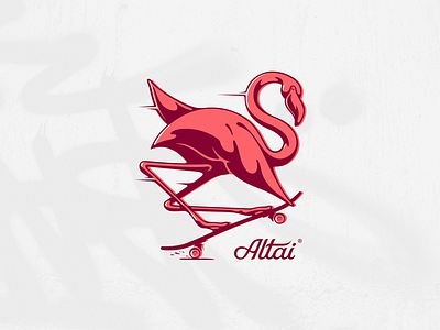 Altai Co. bird clothing company flamingo illustration low brow nose grab skater speed vector