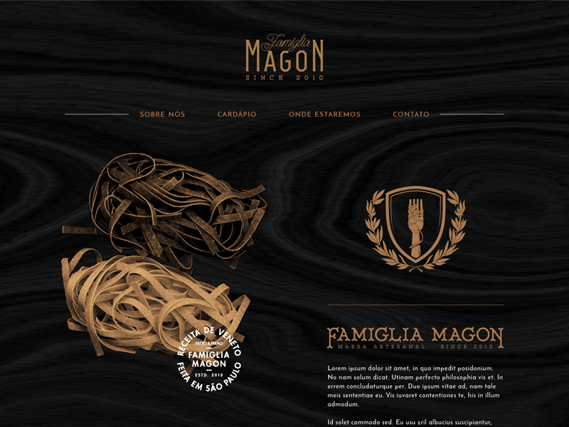 Famiglia Magon. food food truck foodtruck gourmet hand made italian lettering mockup pasta restaurant website