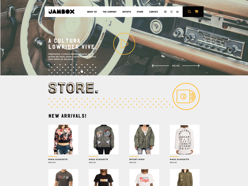 JAMBOX Rebranding. clothing e commerce hip hop lookbook street ui urban culture ux website