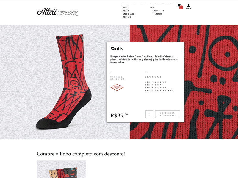 altaicompany.com.br bowl ecommerce fabric skateboard socks texture ui ux website