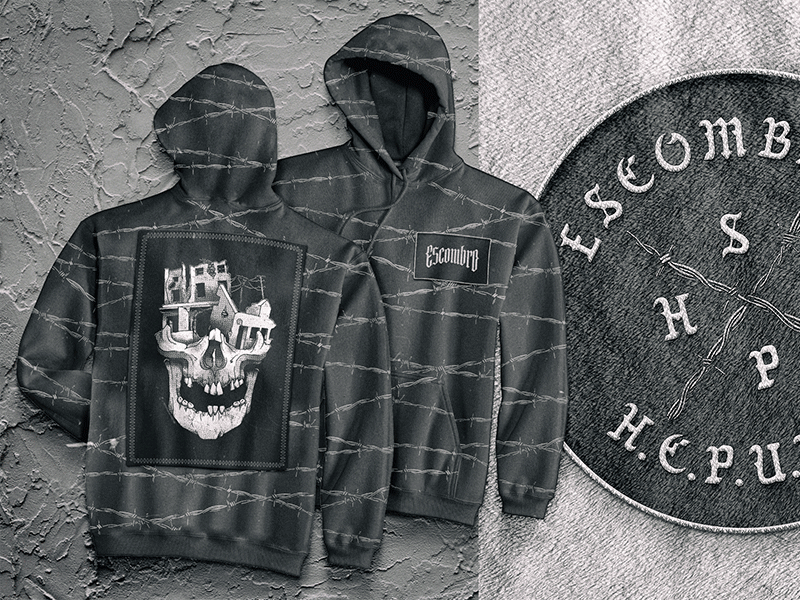 Escombro HC. hardcore hcsp hoodie illustration merch patch priest punk skull t shirt