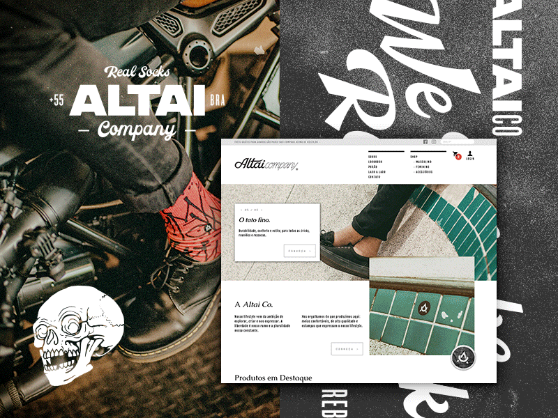 Altai Co. bowl branding ecommerce photography skateboard skull socks ui ux website