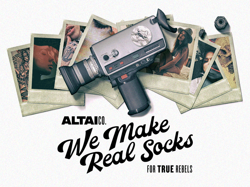 Altai Co. brand lettering manipulation poster process socks super8 wip