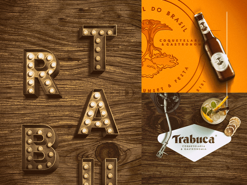 Trabuca Showcase Kv bar beer food gin illustration lettering sign rebranding tree warm mood wood