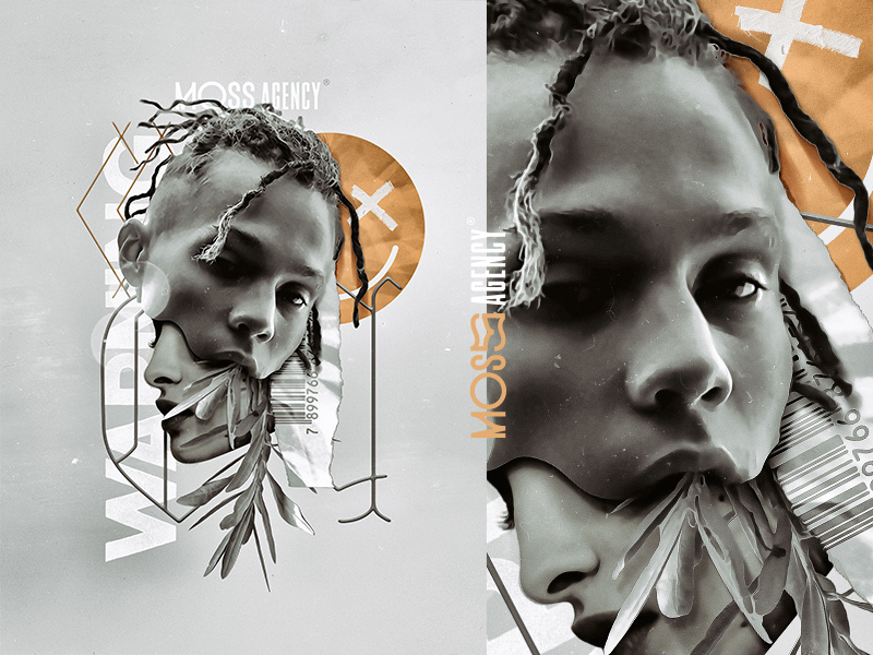 MOSS. modern avant typography collage illustration mixed media