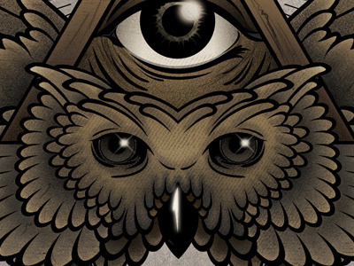 Owl. all eye illustration owl providence seeing tattoo vector wings