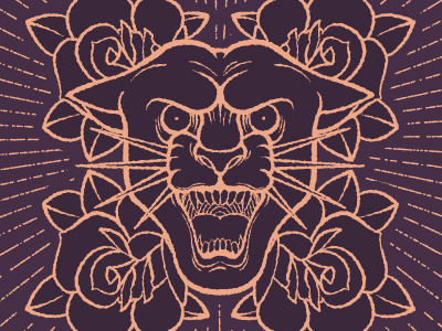 Salazar. american illustration panther rose t shirt tattoo tee tradition tradição vector
