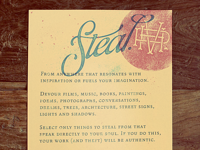 Steal. handletter letterpress logo stamp steal text type typography vintage wood