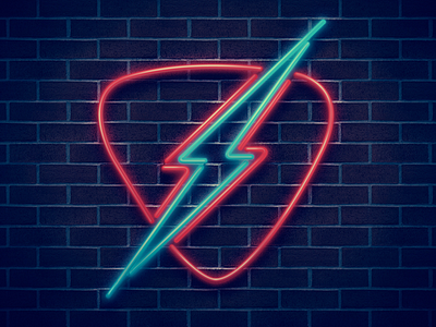 Neon Symbol - 2 bolt brasil brick electric guitar felipe forms illustrarion light logo music neon pick sound symbol