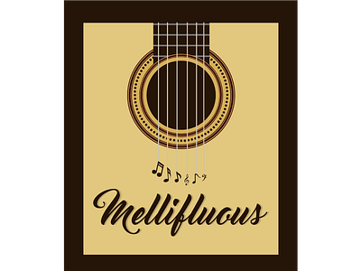 Mellifluous art color conent creative design drawing dribbble flat guiter icon illustration music notes string typography vector