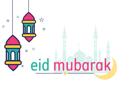 Eid Mubarak art blue color conent design drawing dribbble eid facebookpost flat icon illustration illustration art minimal pink socialmedia type typography vector website