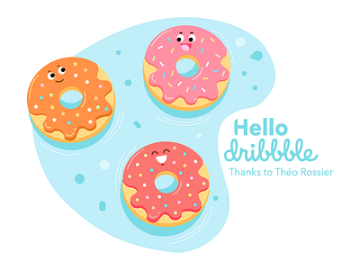 Hello，Dribbble ! cute design donut first shot food hellodribbble illustration sweets water