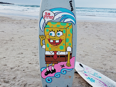 My surfboard SpongeBob - So Pitted. art board board art doodle illustration posca pen surf board
