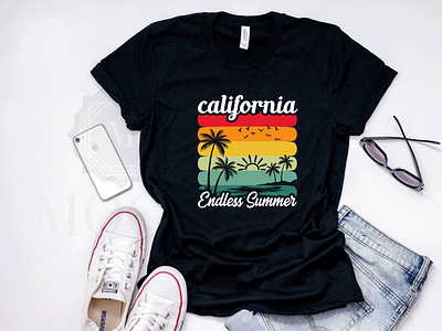 summer retro sunset t-shirt design