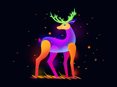 deer dark space deer gradient icon illustrations