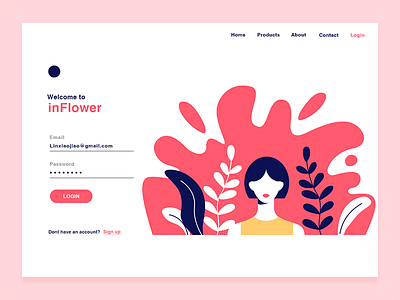 Web login interface flower illustrations interface login ui ux web