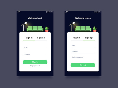 App login interface app login sign in sign up ui ux