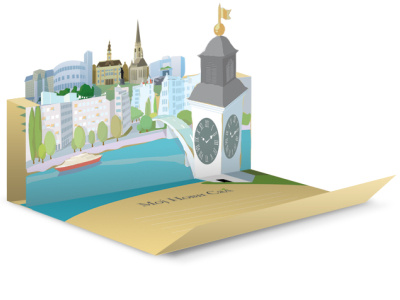 "My Novi Sad", Postcard branding diorama graphic design illustration vector
