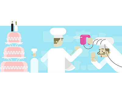 VivifyScrum EDU making a cake illustration cake characters illustration kitchen mixer simple sweets