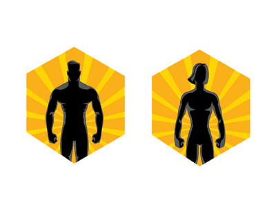 Badges for the fitness app app character characters icon illustration simple vector